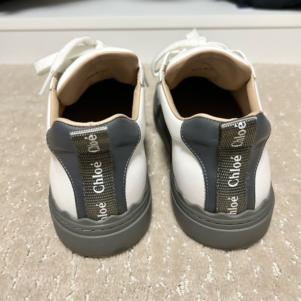 Chloe White and Gray Sneakers with Thick Rubber Sole
